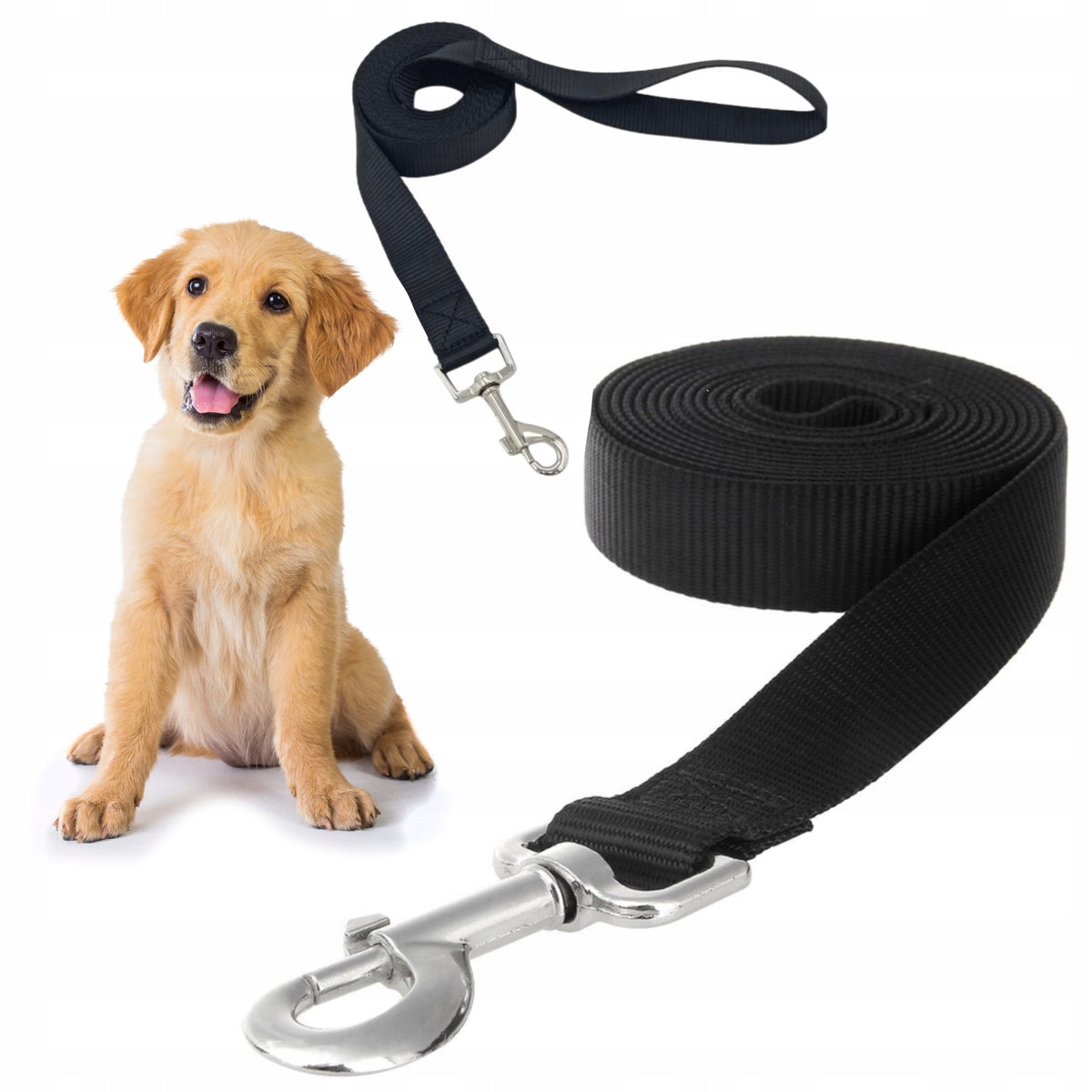 Training dog leash durable strong tape durable black long 10 m