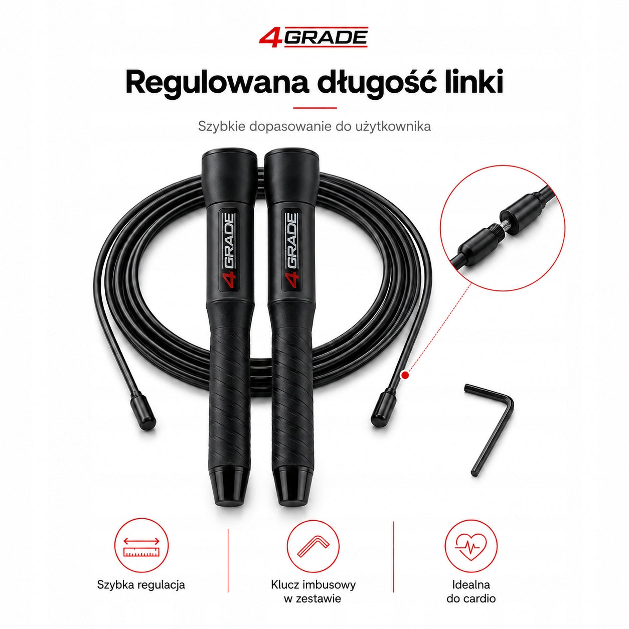 Training jump rope 4GRADE adjustable steel crossfit cardio rope Packaging status original