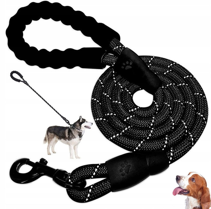 Training leash black cord durable thick long 3 m