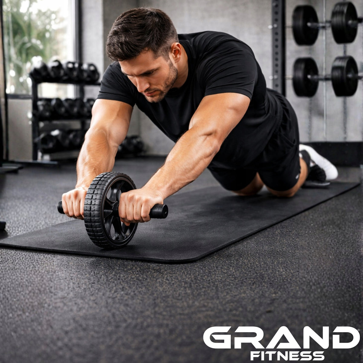 Training wheel for abdominal muscle exercises black GRAND Packaging status original