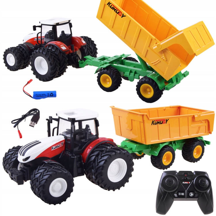 Traktor na dálkové ovládání Jokomisiada černý s přívěsem LED