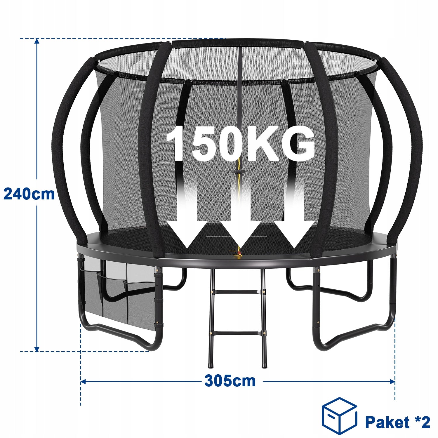 Trampolina Domowa Dla Dzieci-z Siatką Bezpieczeństwa Ogrodowa 305cm Kind with net