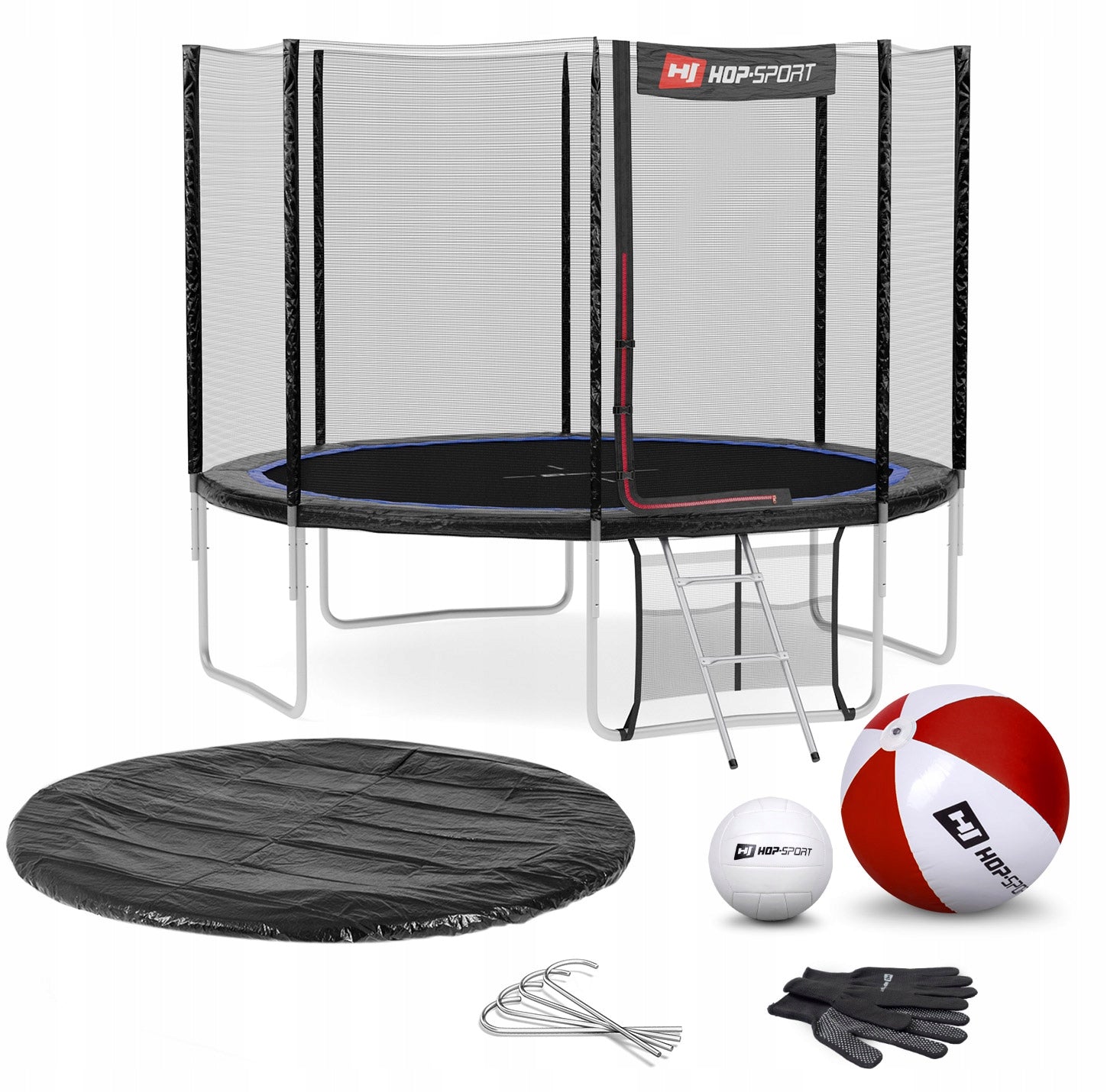 Trampolin HopSport HS-T10I 305 cm, schwarz/grün 