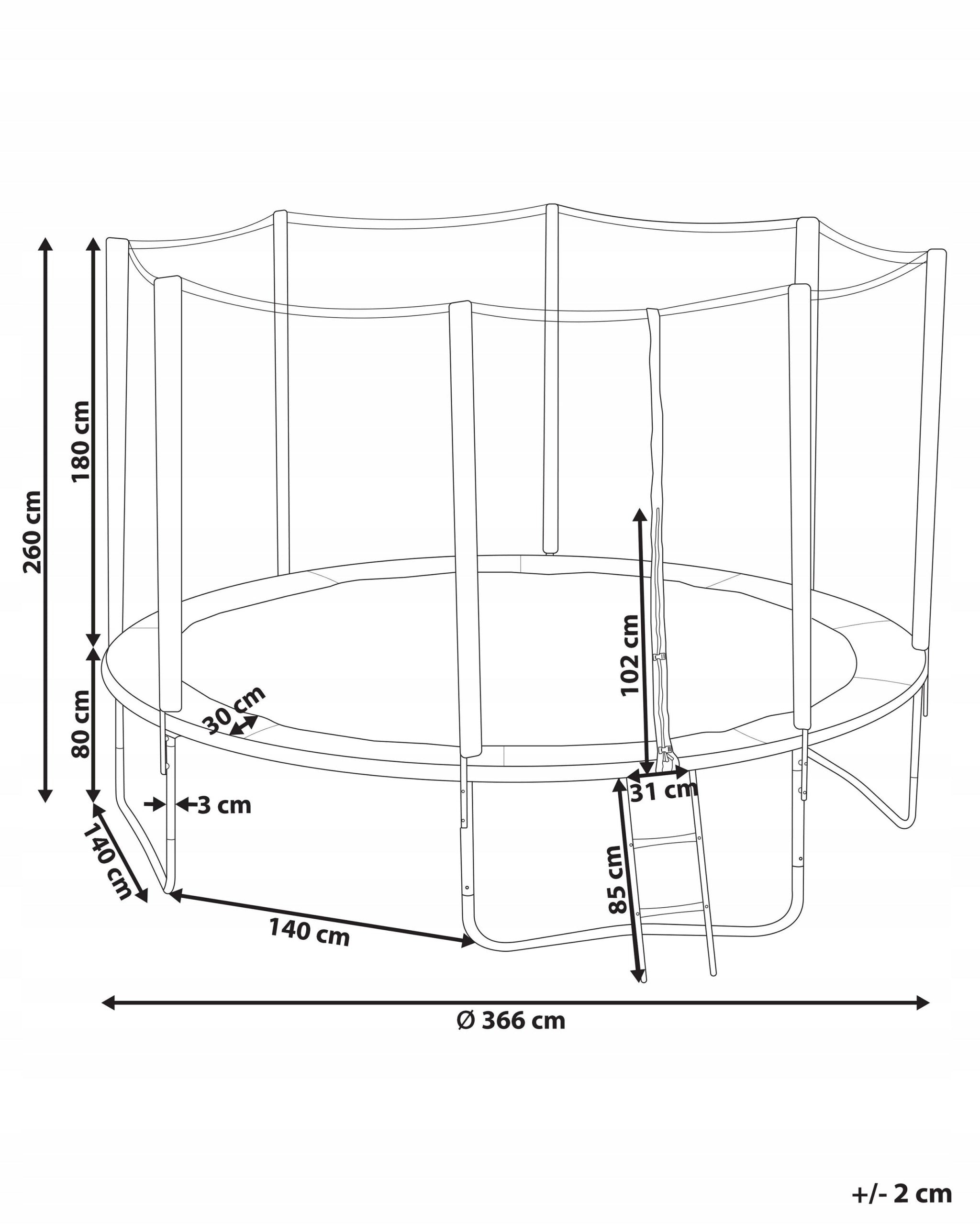Trampolin Lumarko, 366 cm, schwarz/blau 