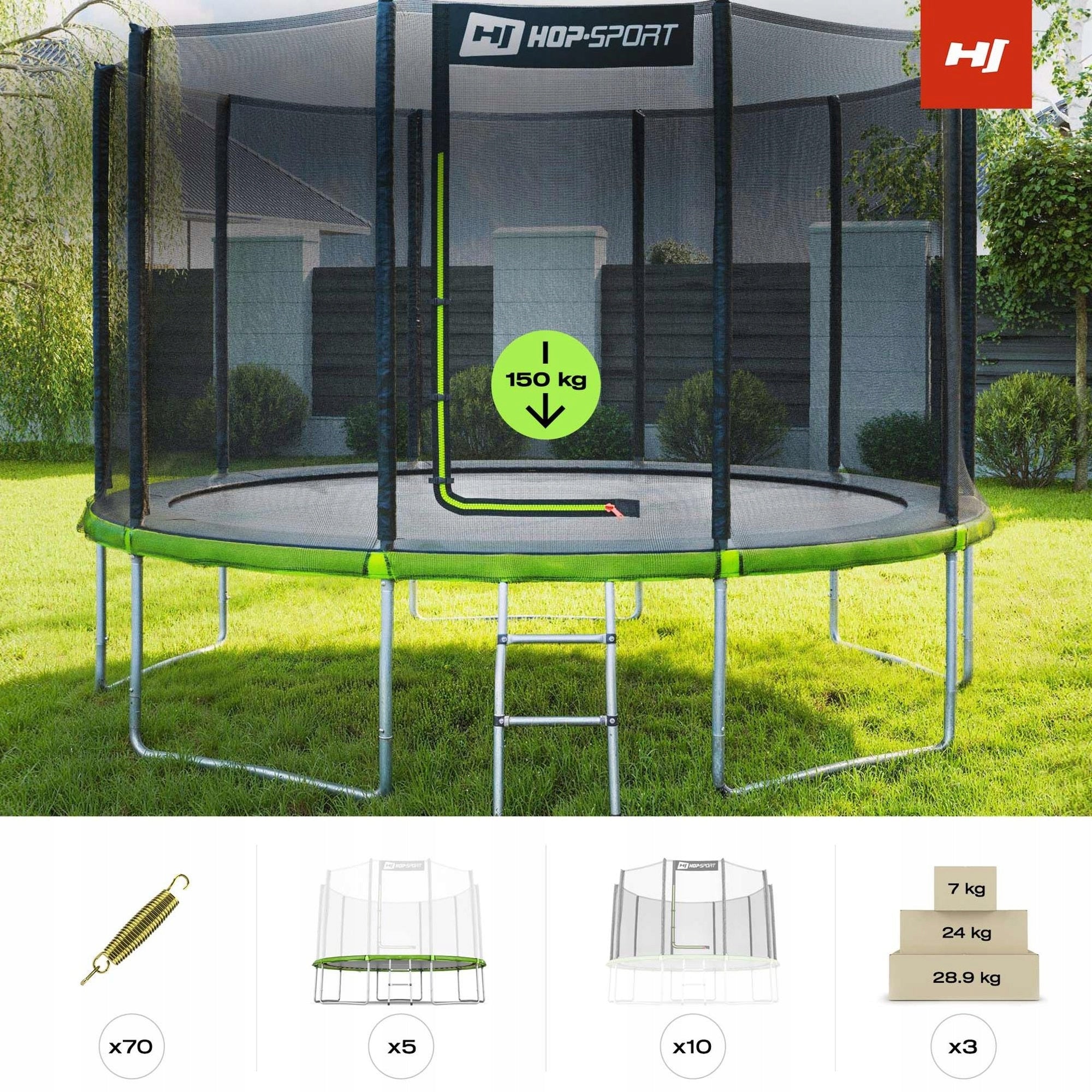 Trampoline 12ft Garden 366cm With Outdoor Mesh Large Ladder For Kids Kind with net