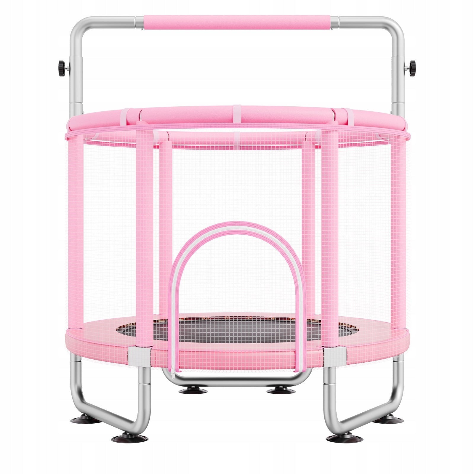 Trampoline 147CM For Toddlers Adjustable With Safety Mesh Pink Total height 139 cm