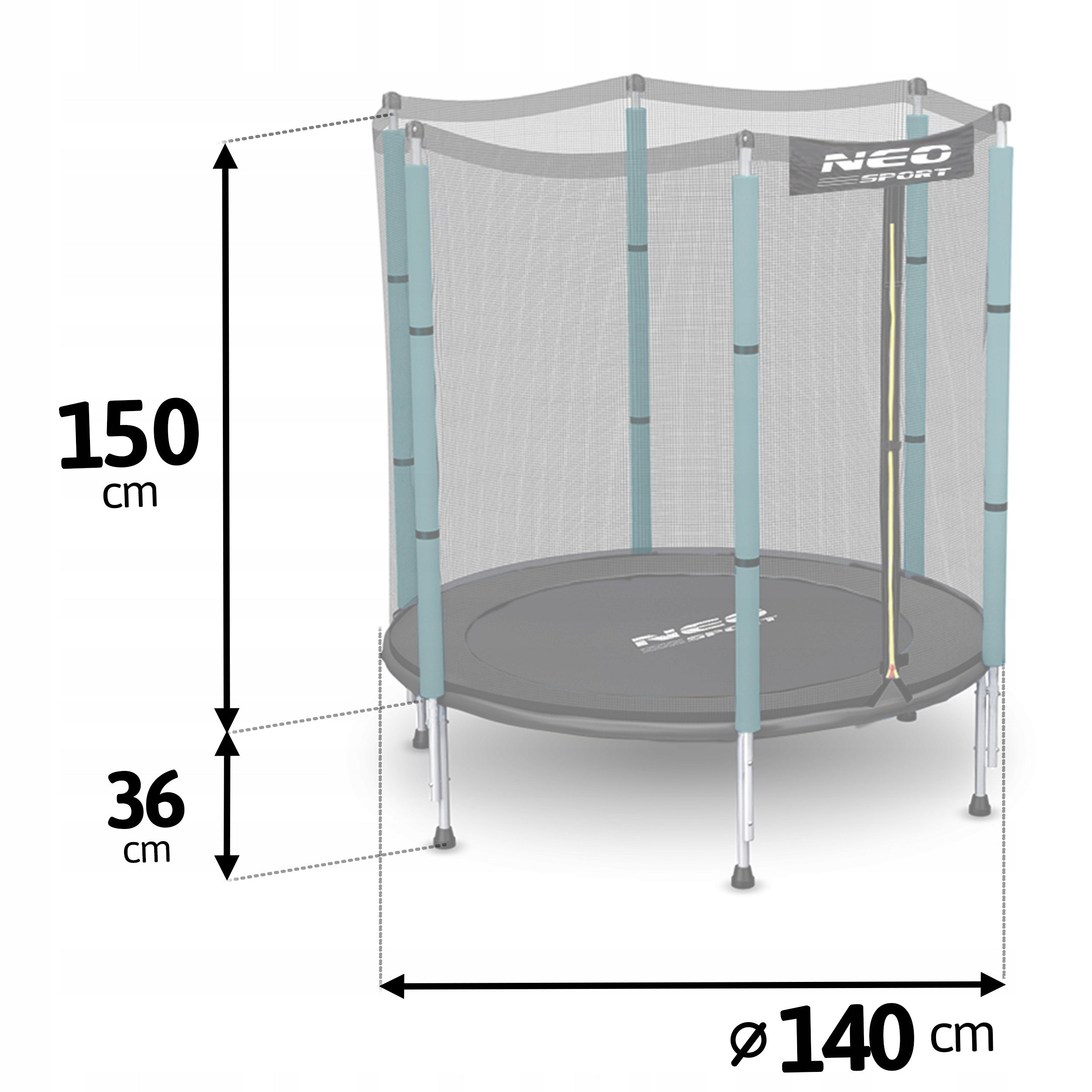 Trampoline Neo-Sport 140 cm FT 4,5 (140 cm) Total height 186 cm