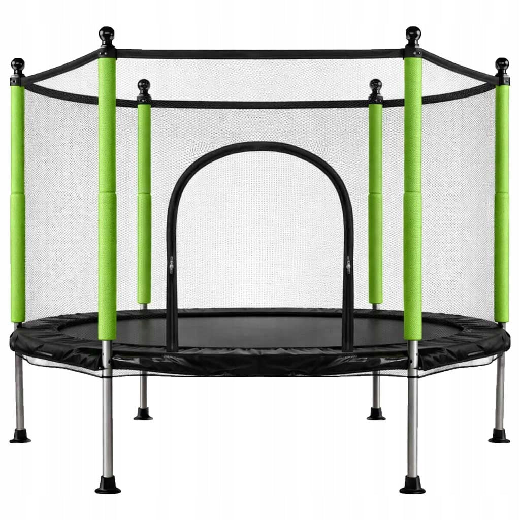Trampoline for children's garden house net ball 140cm 55inch green