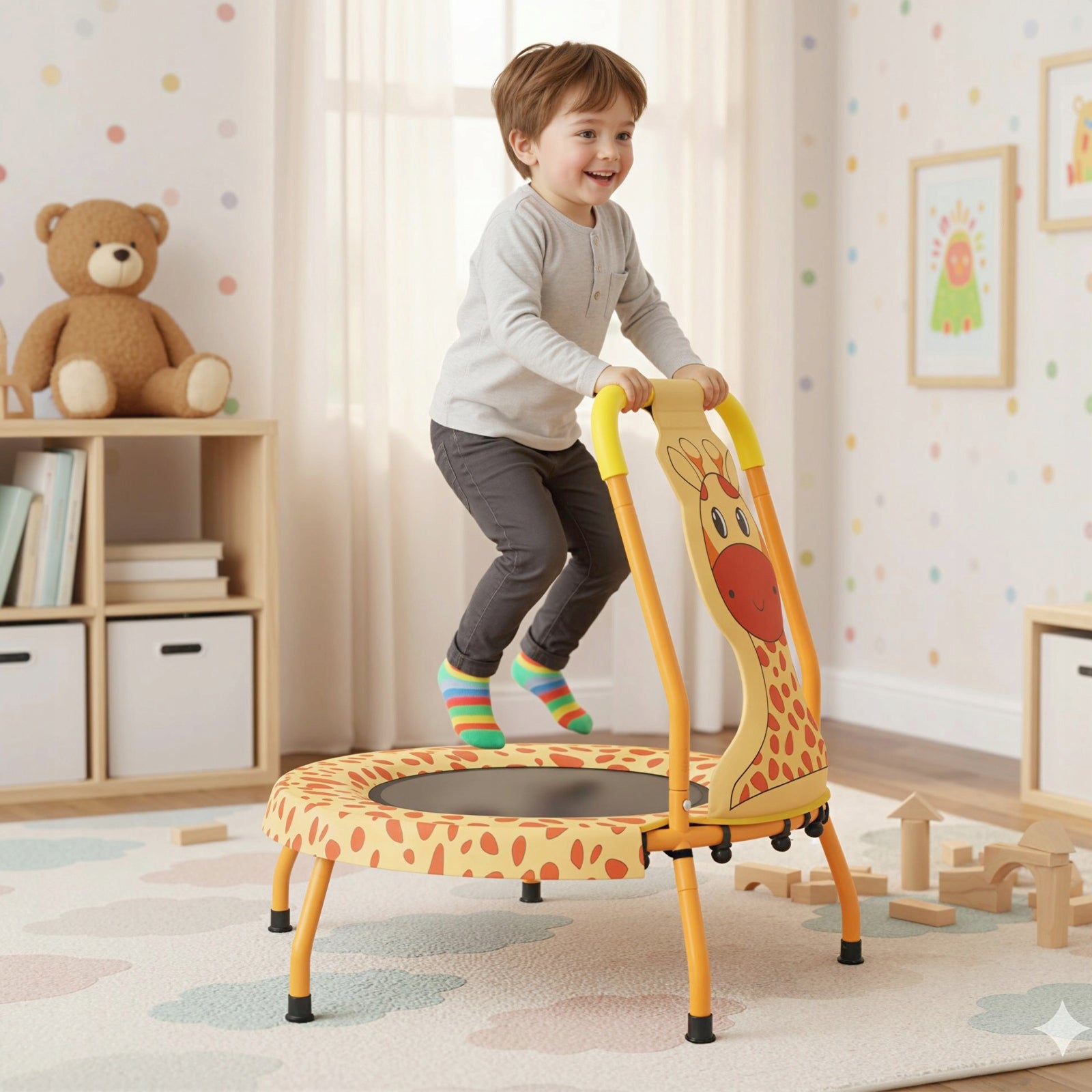 Trampoline with handle for children Trampoline children's giraffe Brand Costway