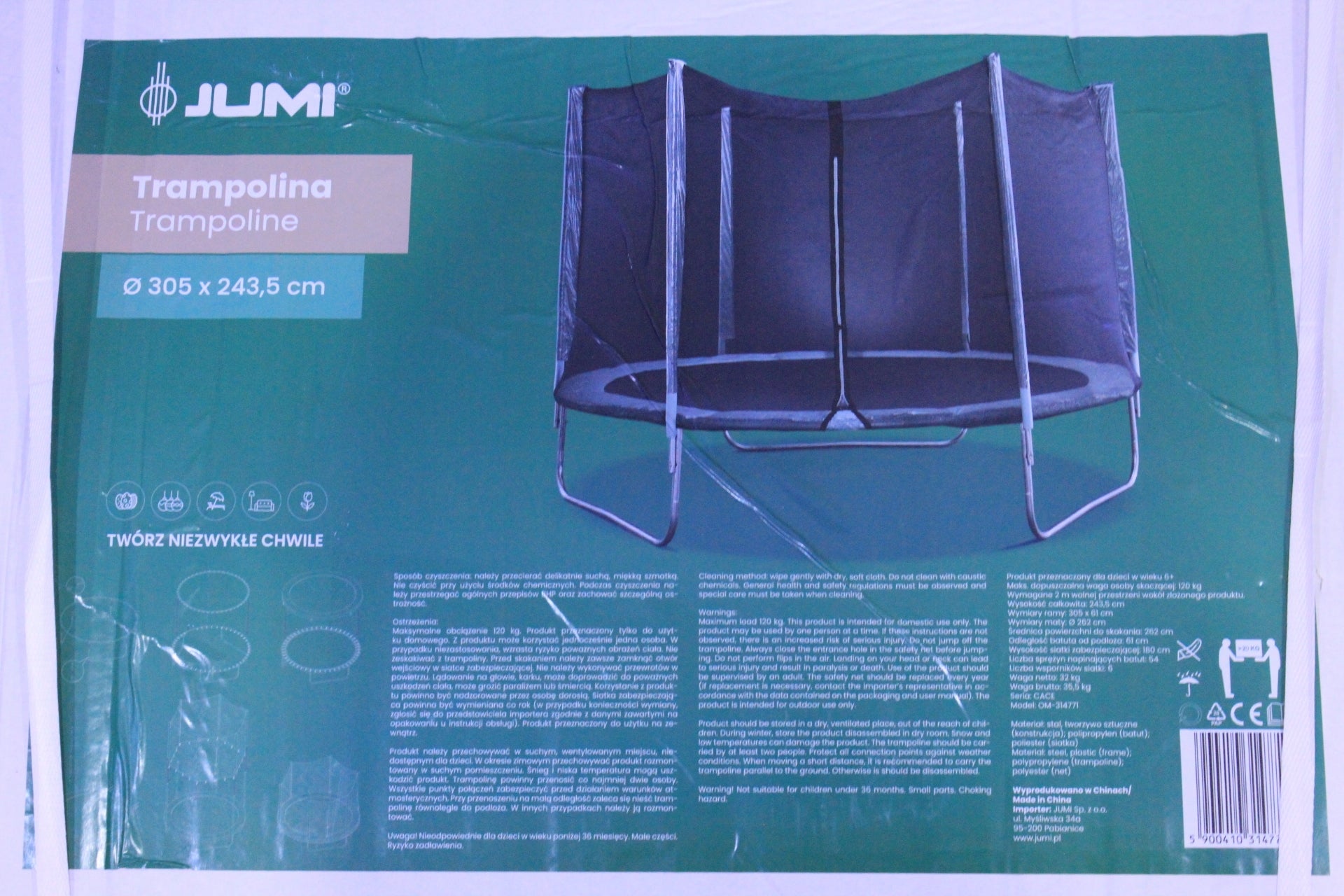 Trampoline with net Jumi 305 cm FT 10 Brand Jumi