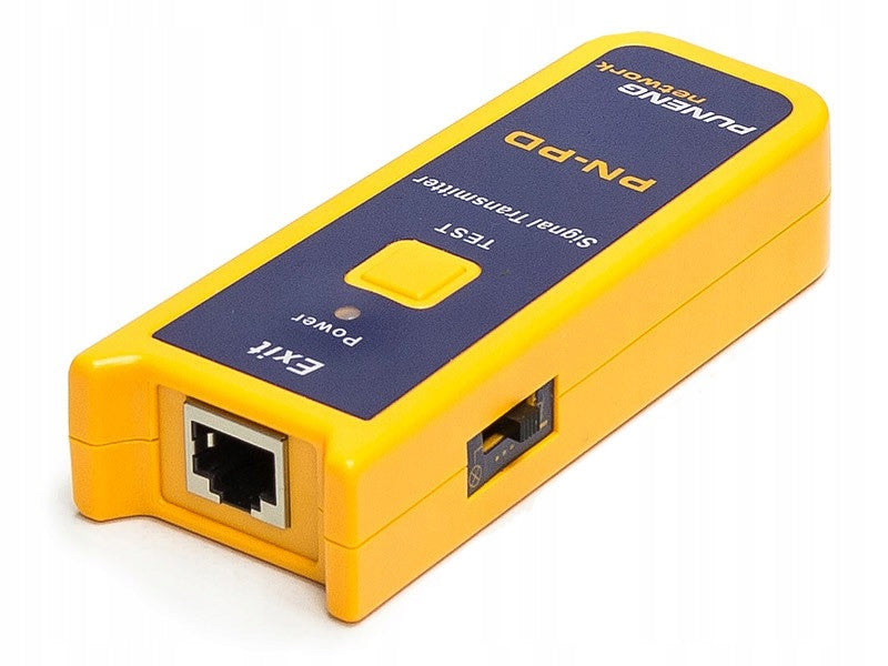 Transmitter tester for keystone and patchpanels with built-in LEDs