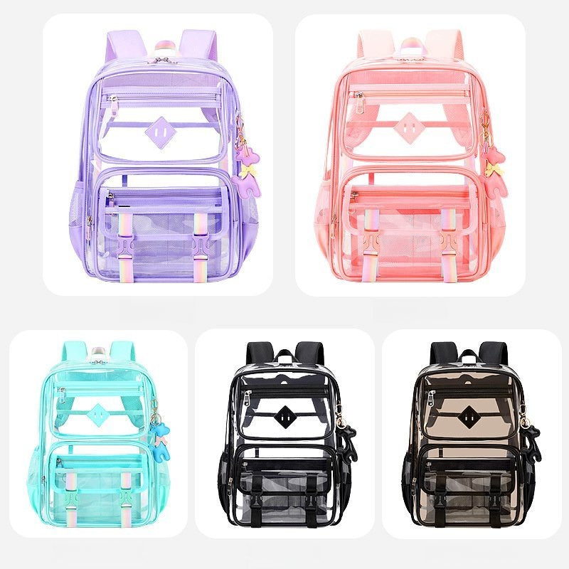 Transparent Backpack For Girls Waterproof Large Capacity Black Brand no brand