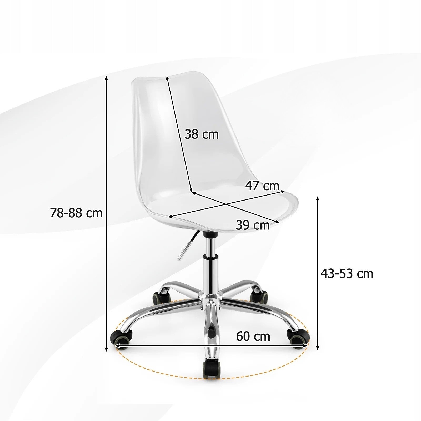 Transparent Office Chair on Wheels Conference Chair Brand Costway