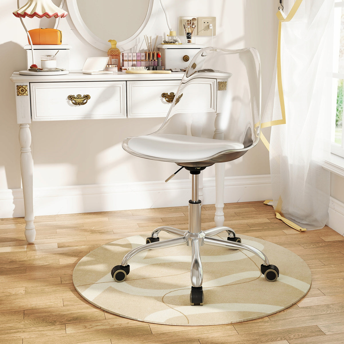 Transparent Office Chair on Wheels Conference Chair Furniture depth 60 cm