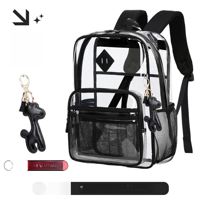 Transparent School Backpack for Medium Students Black Transparent