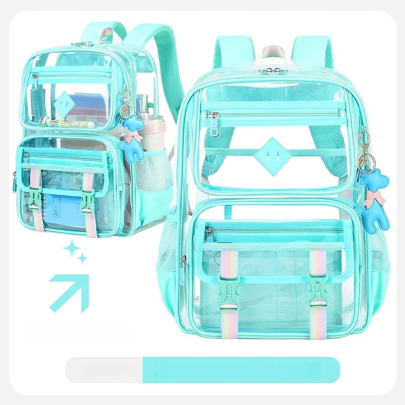 Transparent School Girls Backpack Waterproof Large Capacity