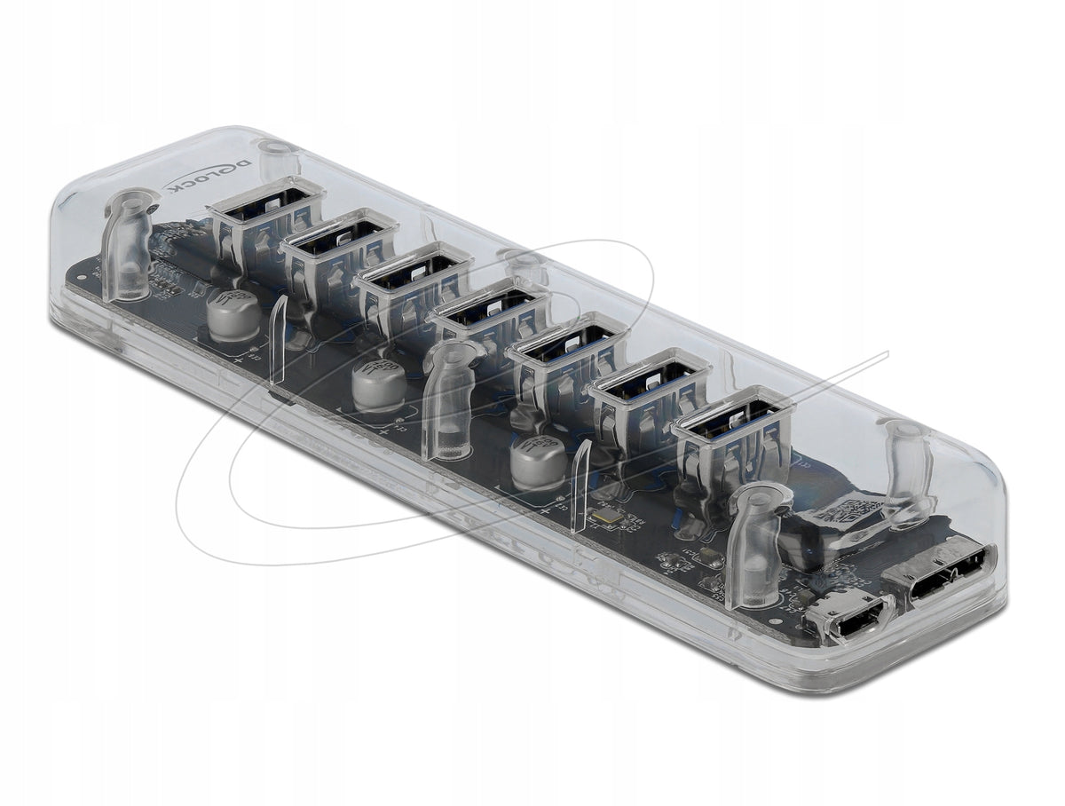 Transparent USB 3.0 7 external hub Delock 64088 ports
