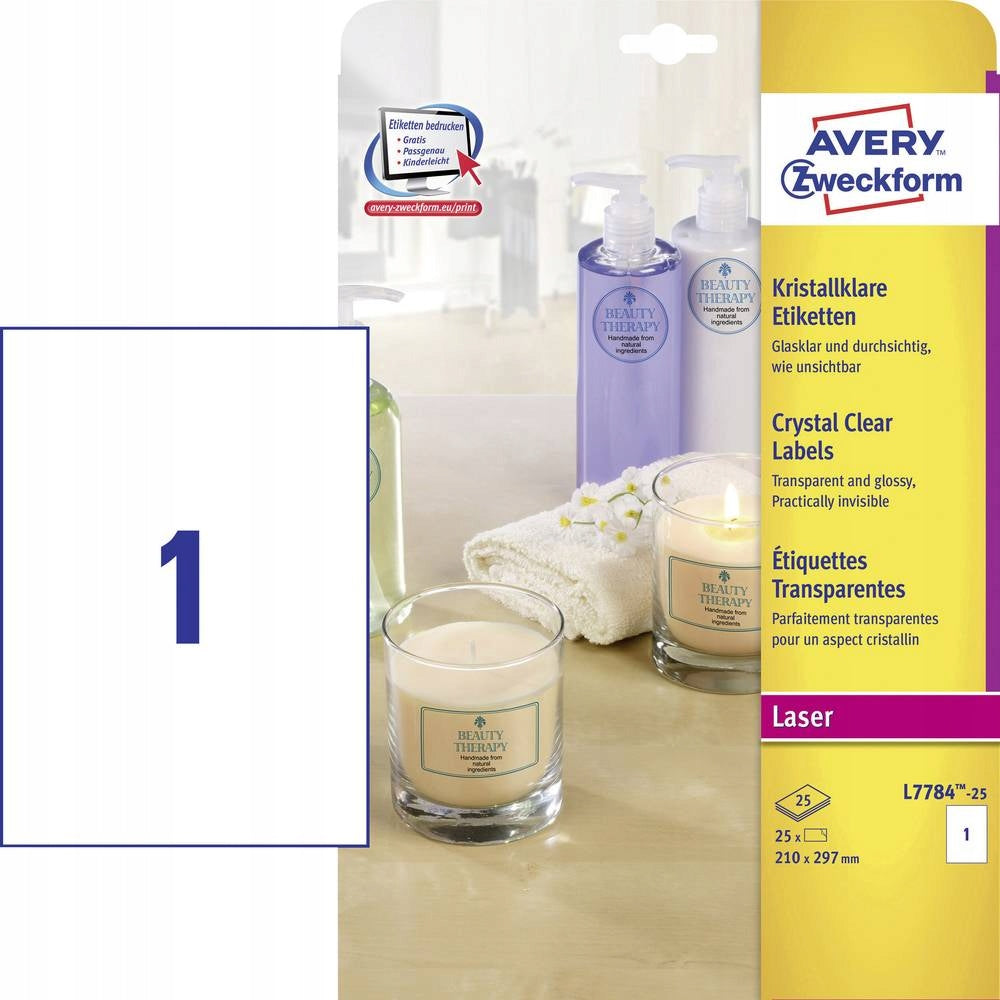 Transparent labels for Crystal Clear L7784-25 products