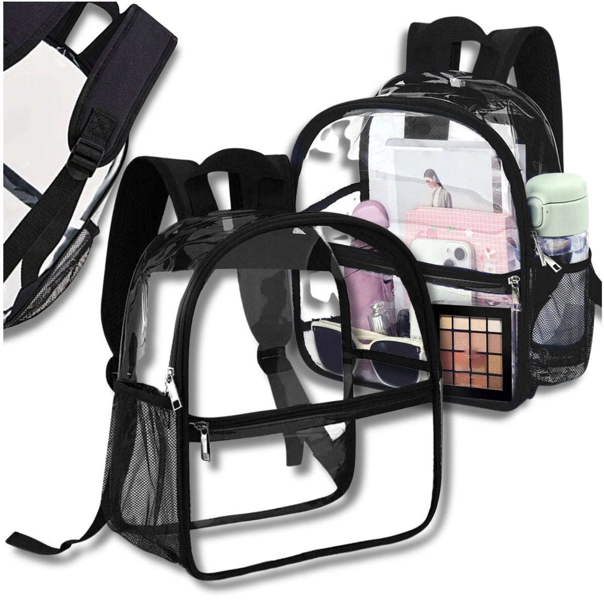 Transparent waterproof school backpack A4 women's retro elegant fashionable Manufacturer code Przezroczysty plecak szkolny A4 damski