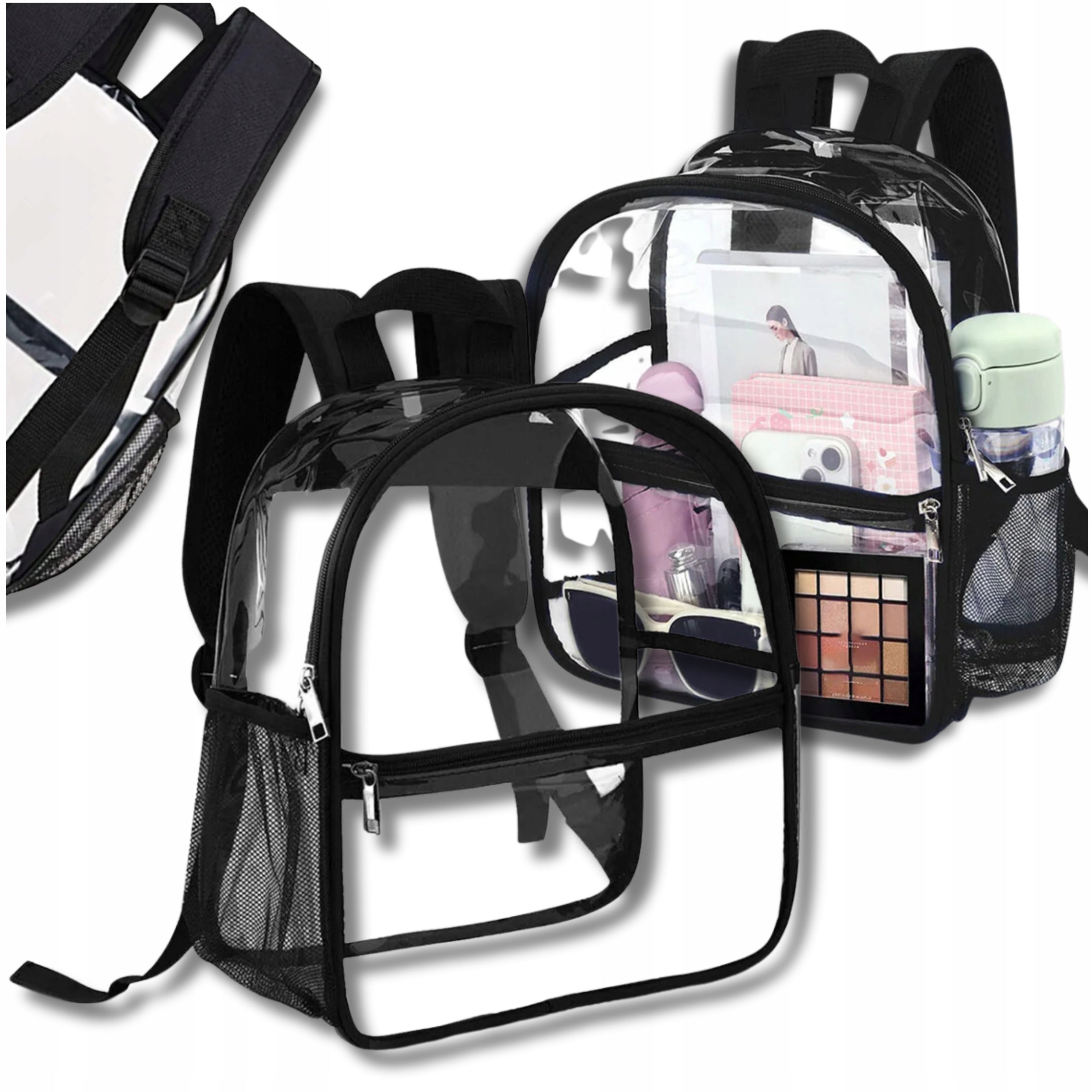 Transparent women's school backpack A4 retro elegant waterproof fashionable