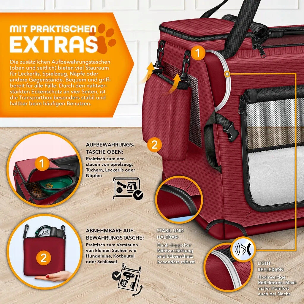 Transport Box for Dogs and Cats 70cm x 52cm Burgundy Kind carrier