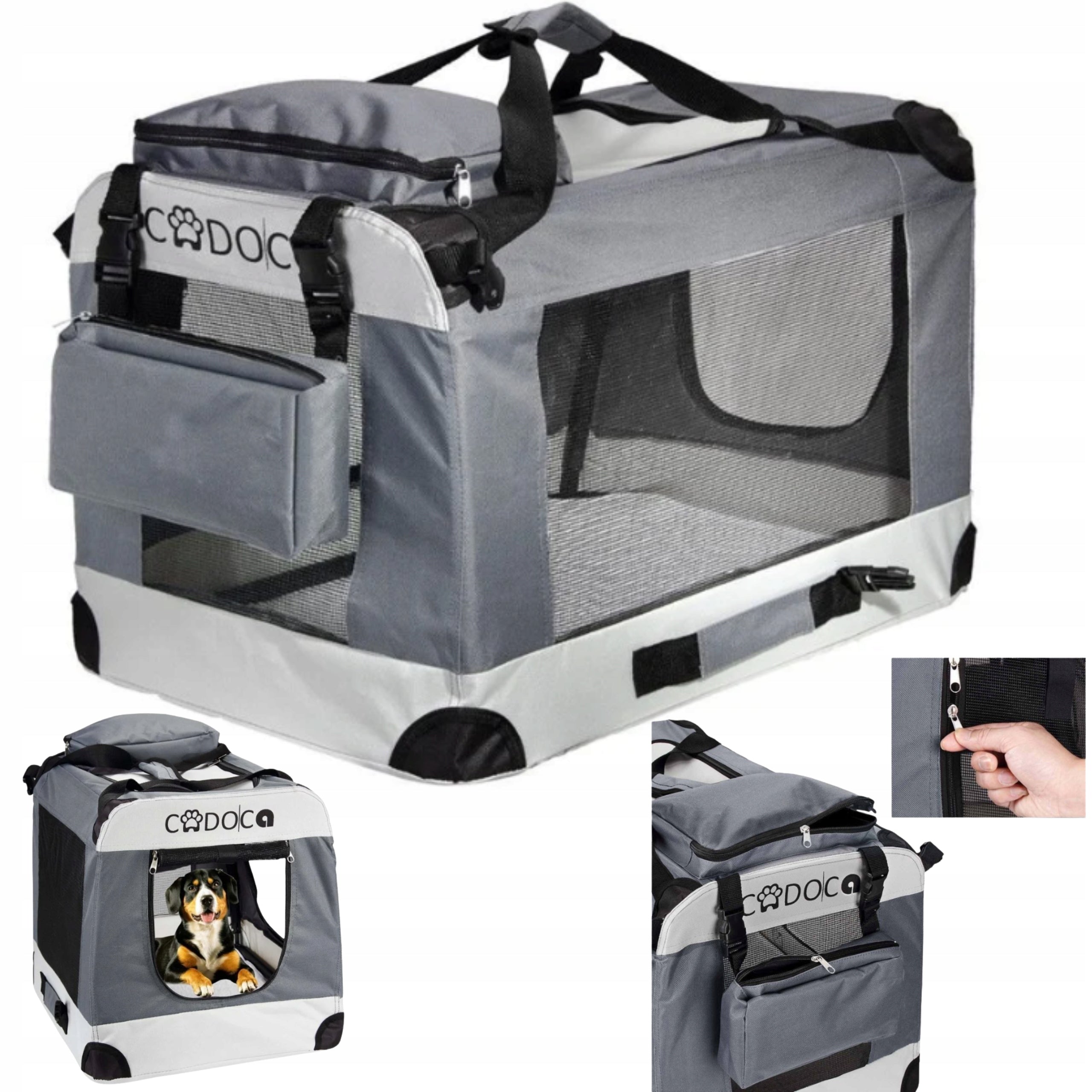 Transport bag Cadoca plastic dog carrier grey S 50×35×35 cm