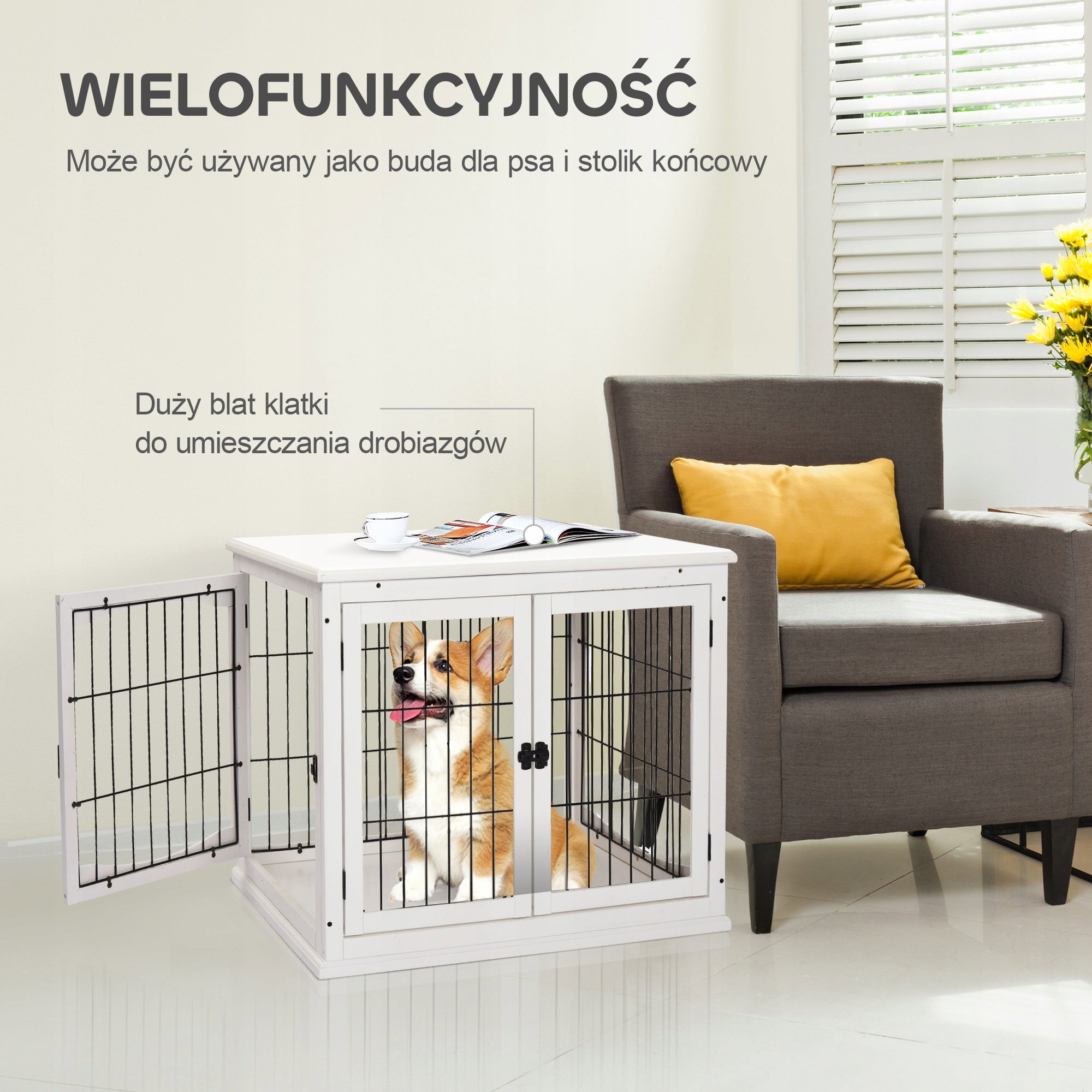 Transport box for dogs 58,5 x 81 x 66cm doors closed MDF wood Brand PawHut