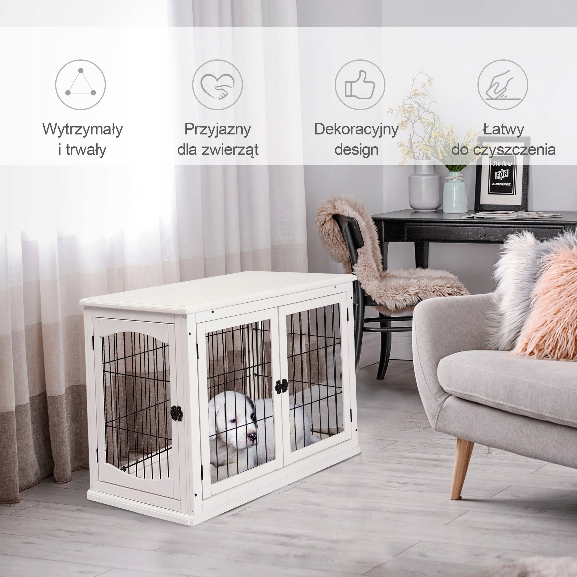 Transport box for dogs 58,5 x 81 x 66cm doors closed MDF wood Manufacturer code PawHut