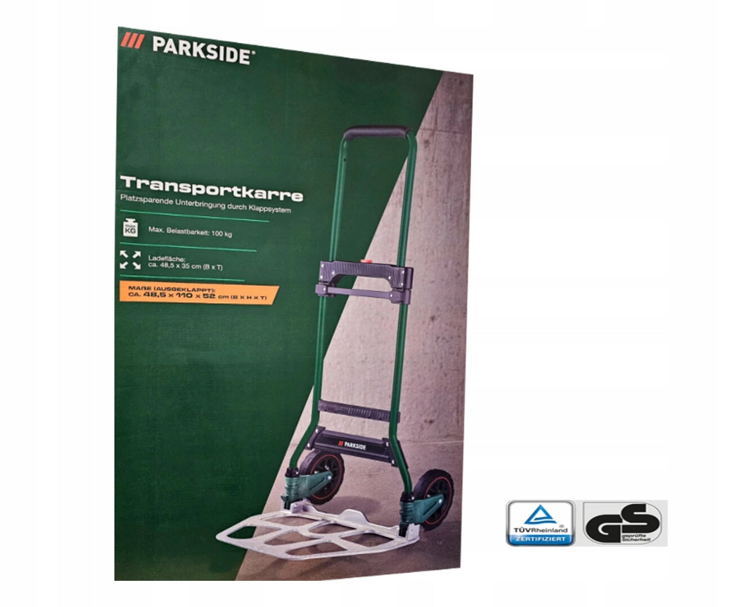 Transport trolley milling machine 100kg adjustment folding for trunk only 82cm Product height 110 cm