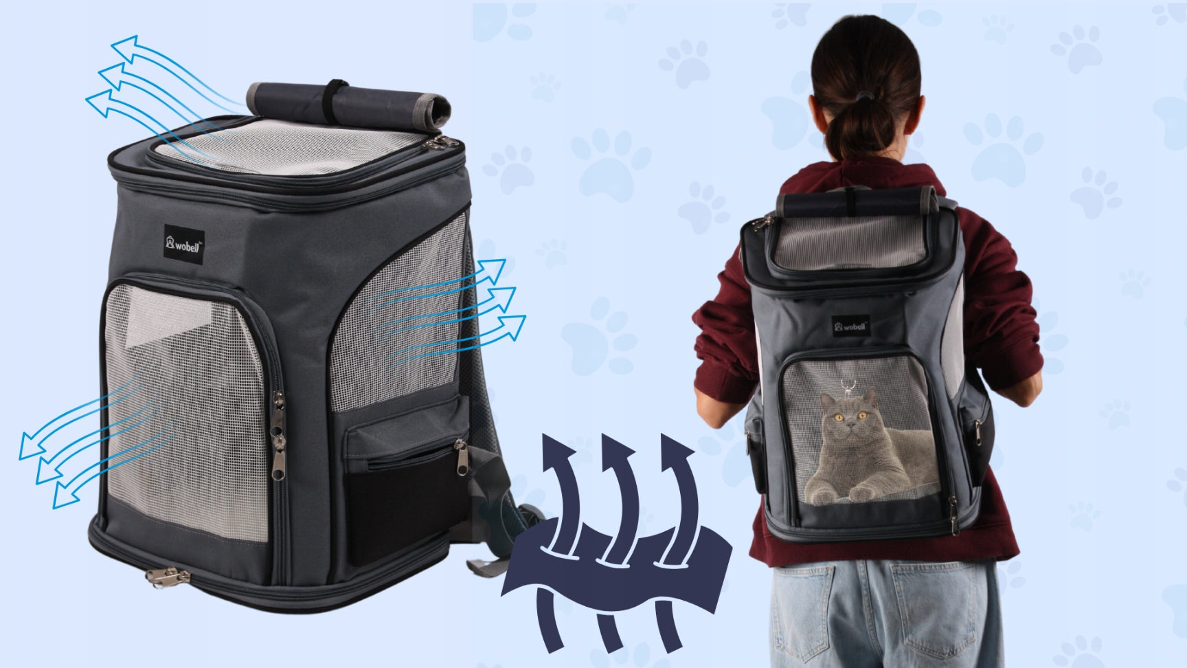 Transporter Backpack Animal Cat Dog Bag Folding Ventilated Large Product width 40 cm