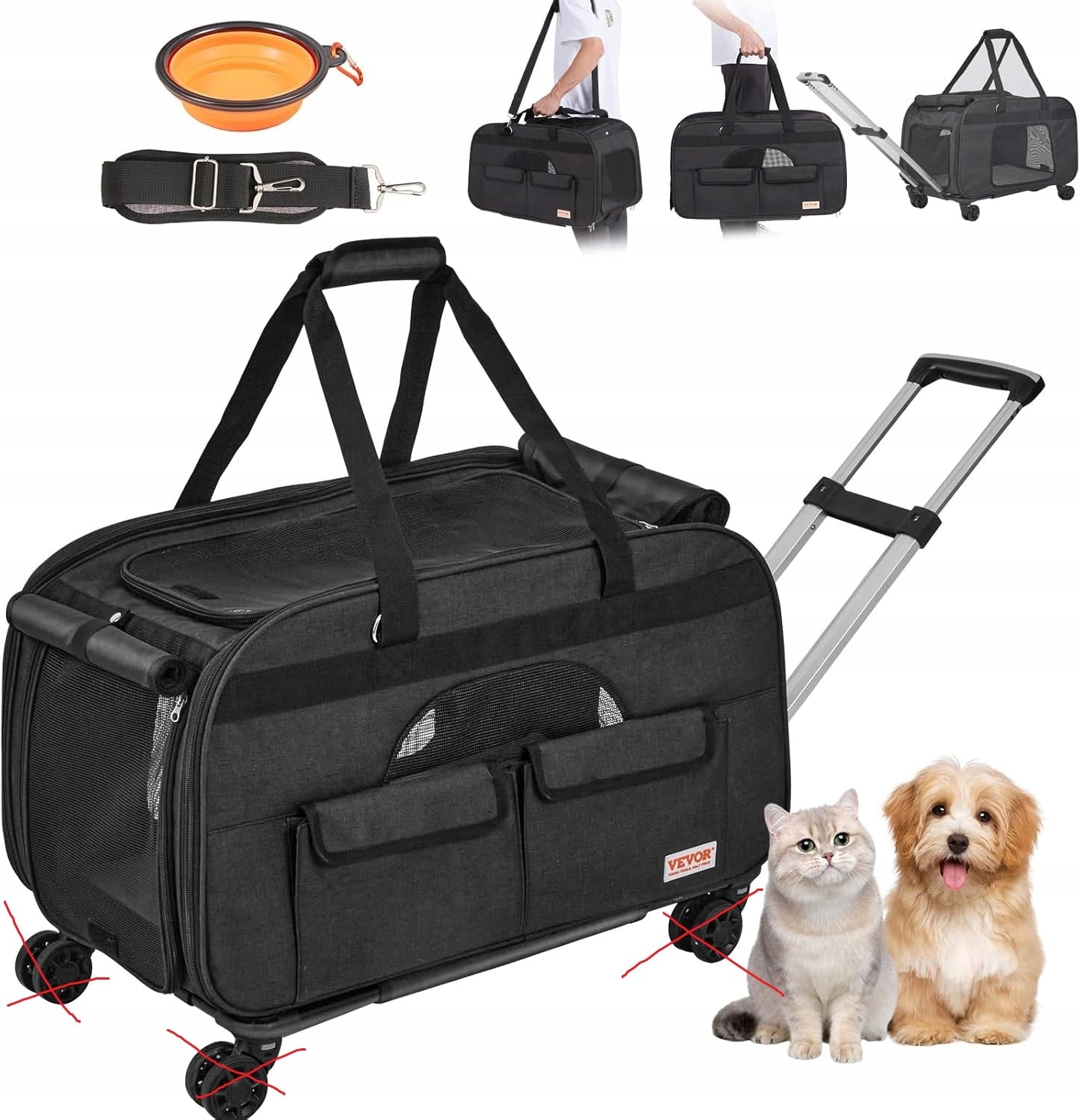 Transporter Vevor 36 cm x 65 cm x 37 cm black Color black