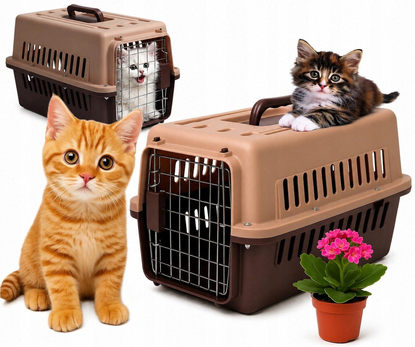 Transporter for Cat Dog Rabbit Travel Cage Playpen Large Solid Bronze