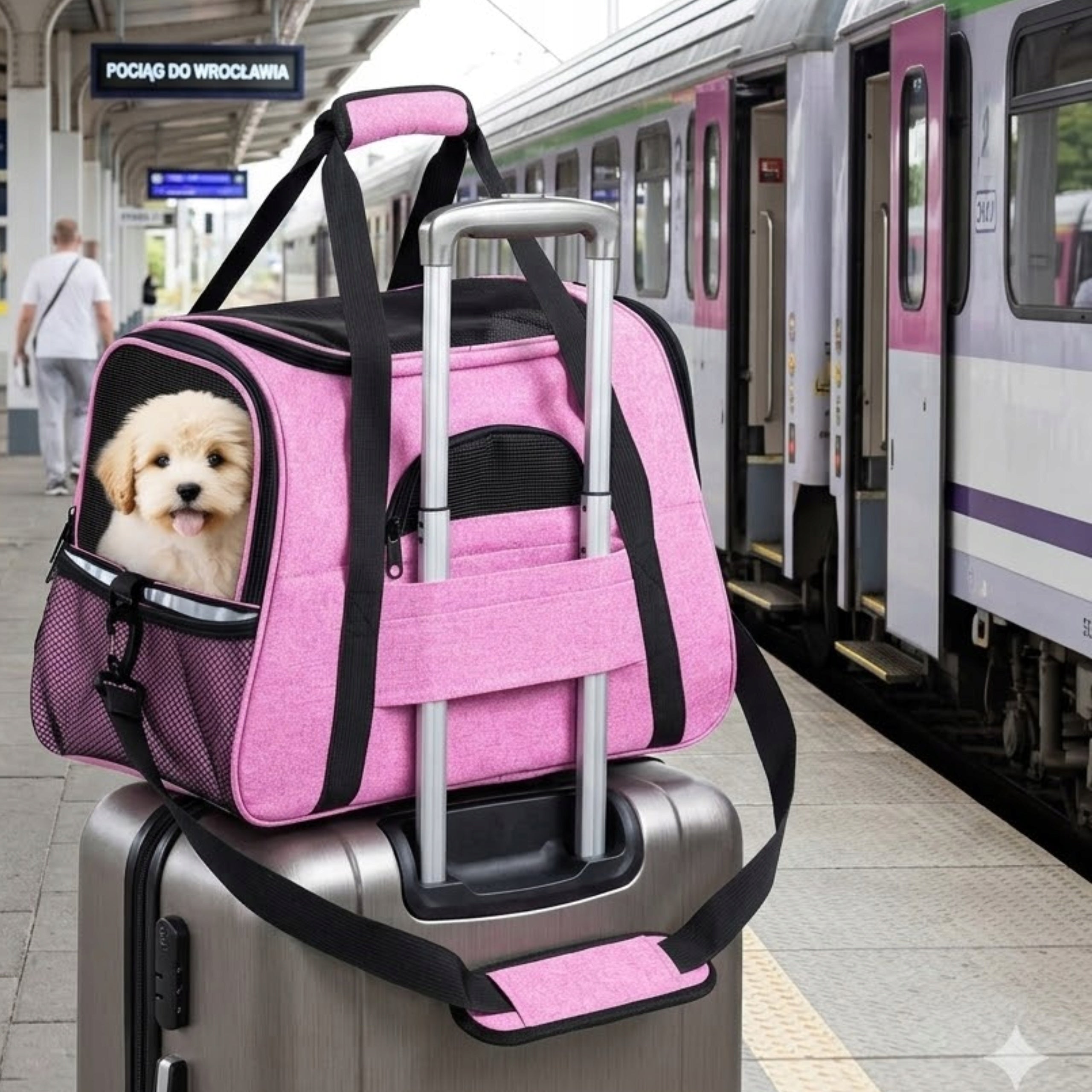 Transporter for Dog Cat Rabbit Animal Playpen Car Bag Large Pink Product width 44 cm