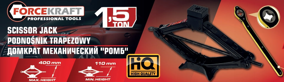 Trapezoidal lift with protective rubber 1,5 t with ratchet wrench 110 - 400 mm Manufacturer code 64166