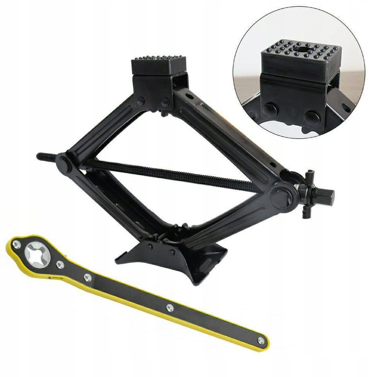 Trapezoidal lift with ratchet wrench rubber 1,5t h min 110mm, h max 400mm