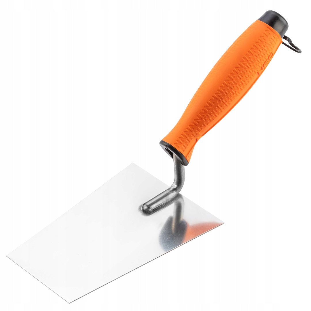Trapezoidal stucco trowel, 140 mm, two-material handle
