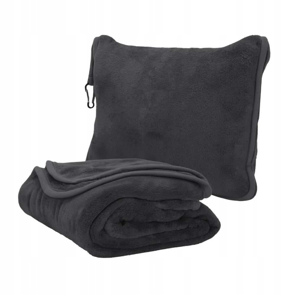 Travel BLANKET PILLOW for airplane HIKING folded 2in1 BLACK 170x100 c Packaging status original