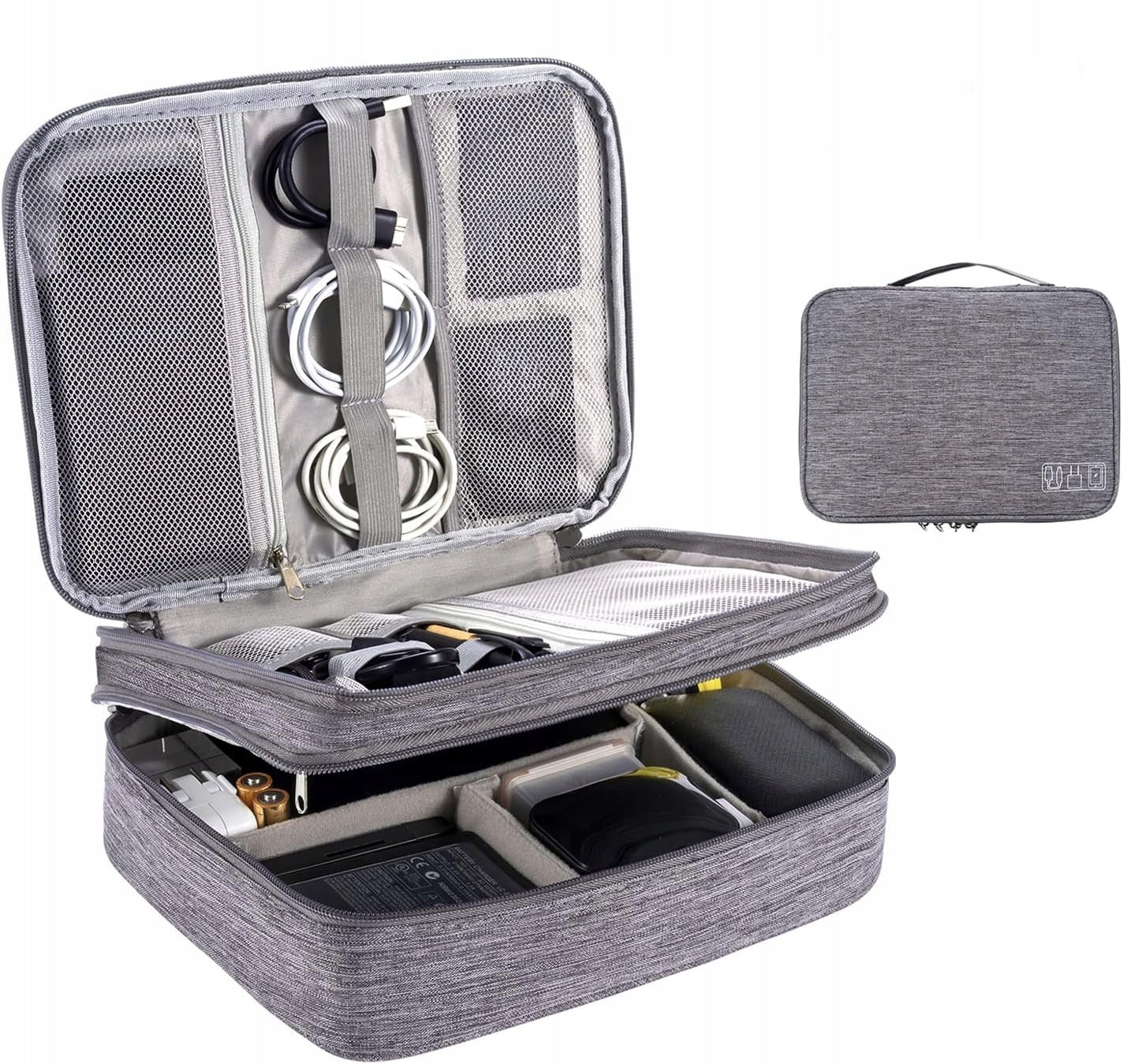 Travel Cable Organizer Chargers Grey