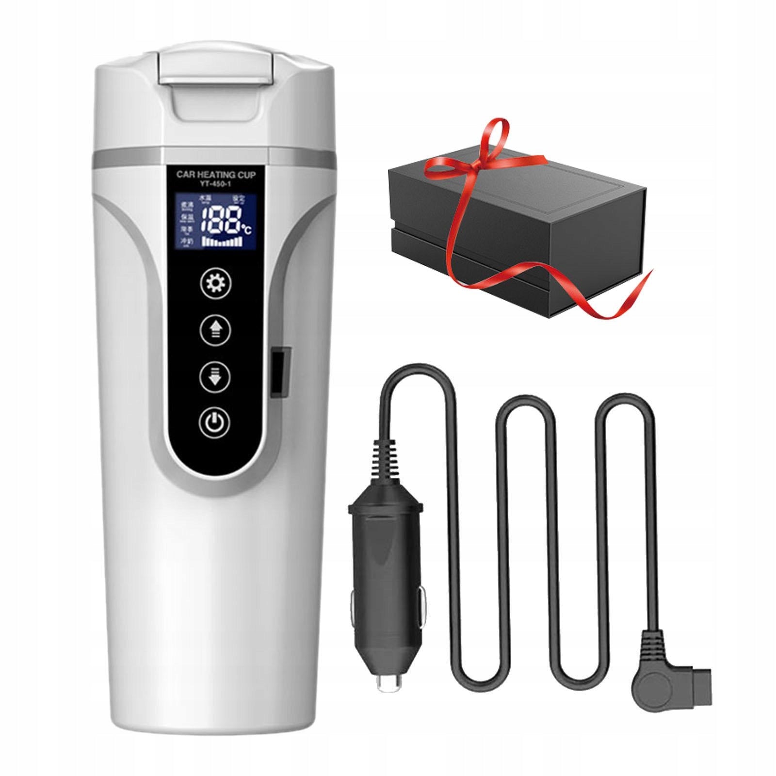 Travel Coffee Mug Warmer Electric Tea Kettle for Trip Tea Coffee white