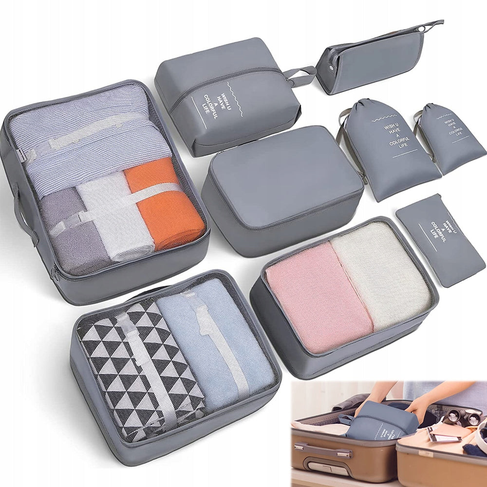 Travel Luggage Organizer Set Includes Clothes Bag, Bag for Color gray