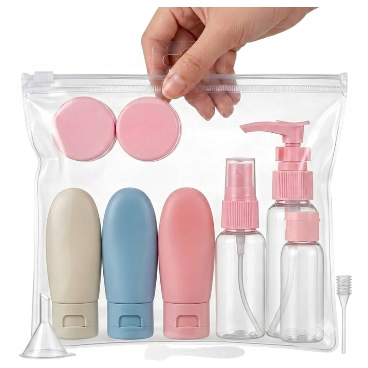 Travel Organizer Airplane Cosmetics Containers Bottles Set of 12
