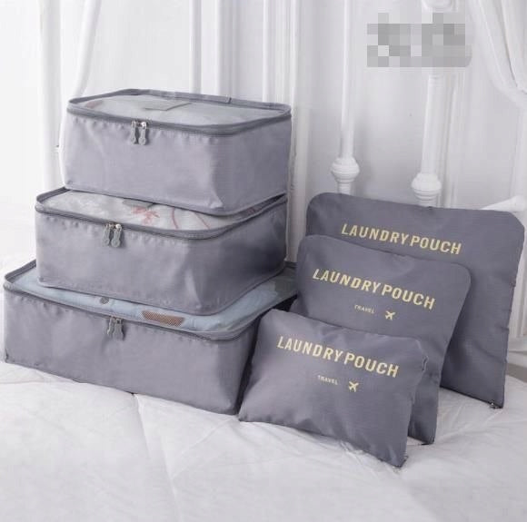 Travel Organizer Set for Suitcase and Closet (6pcs) - Grey Packaging status original