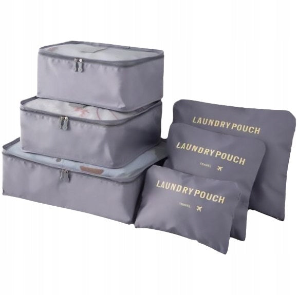 Travel Organizer Set for Suitcase and Closet (6pcs) - Grey