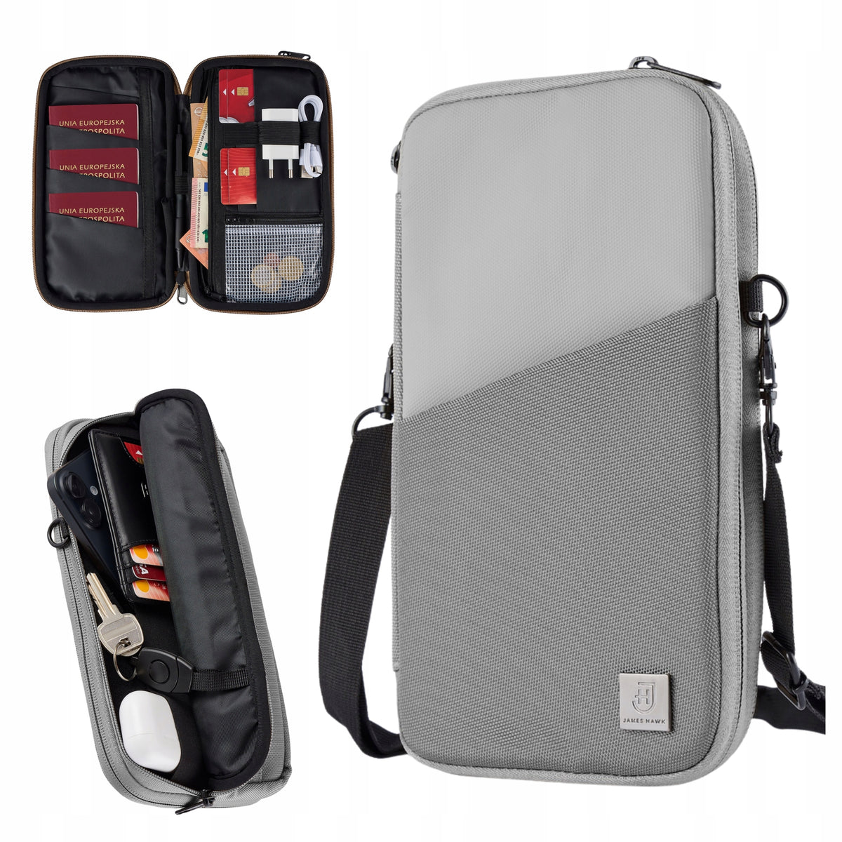 Travel Organizer for Documents Electronics RFID James Hawk Pouch