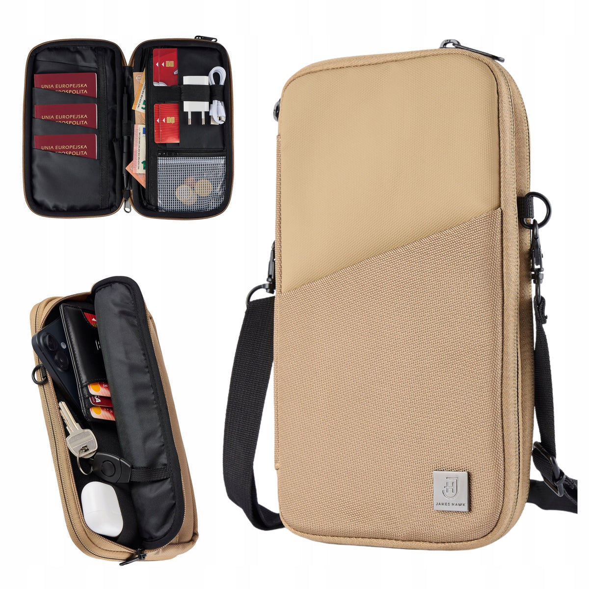 Travel Organizer for Documents Electronics RFID James Hawk Pouch