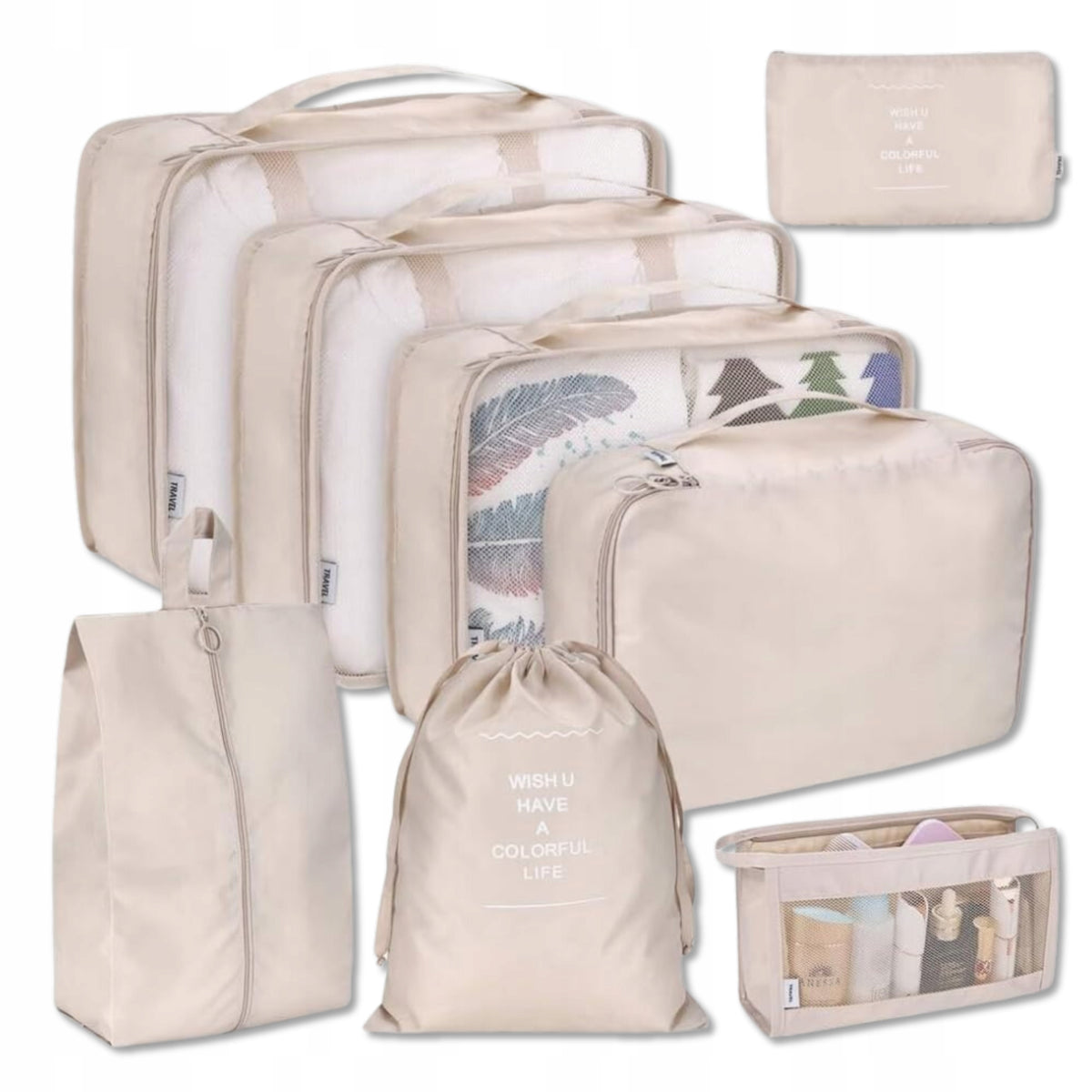 Travel Set Organizer 8 Pcs Suitcases Bags Closet Clothes Cabinet Set