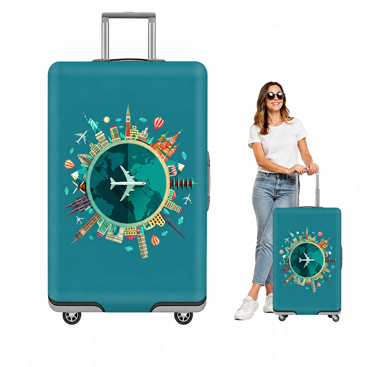 Travel Suitcase Cover Luggage Protective Case Flexible L 25-28"