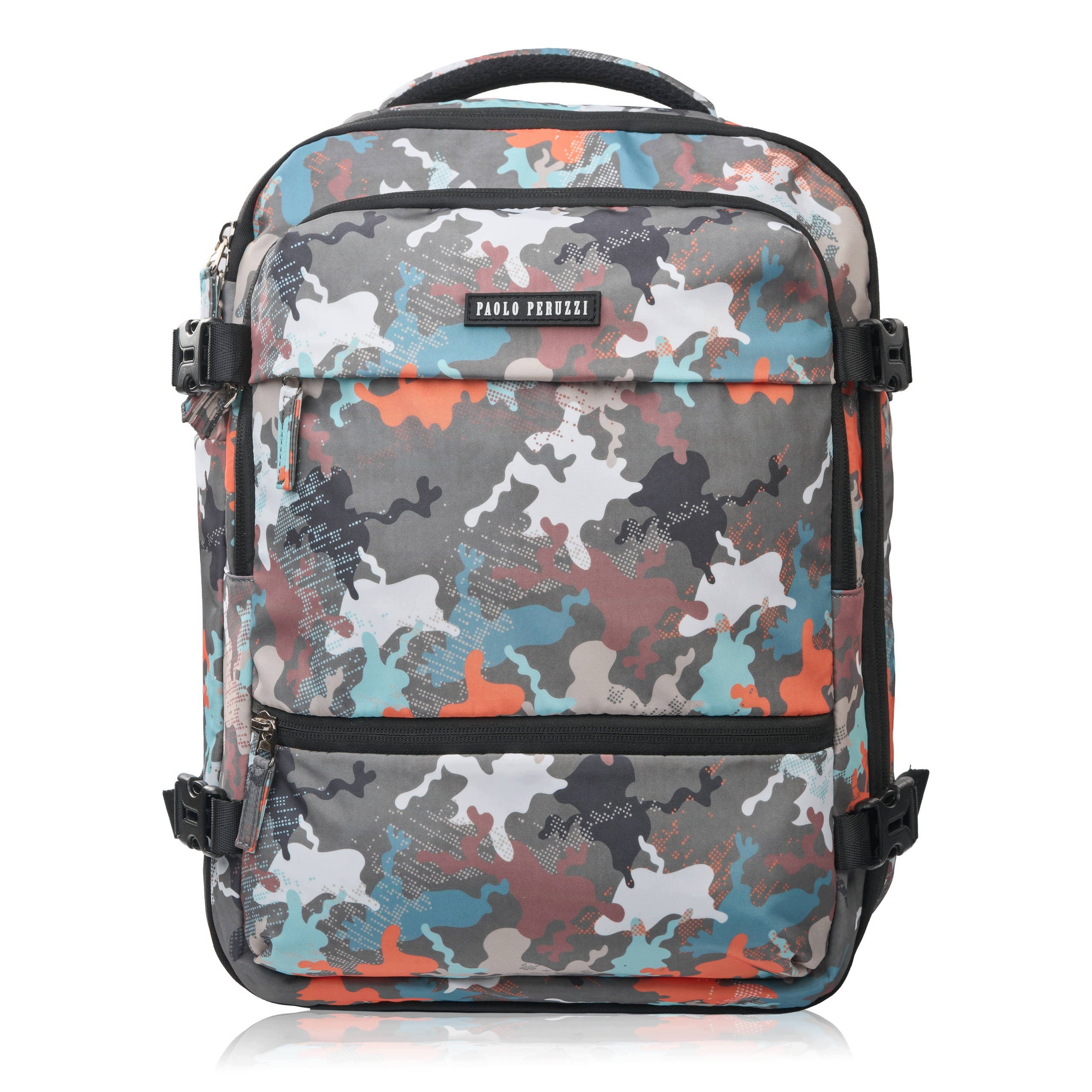 Travel backpack for airplane multifunctional roomy camo Paolo Peruzzi