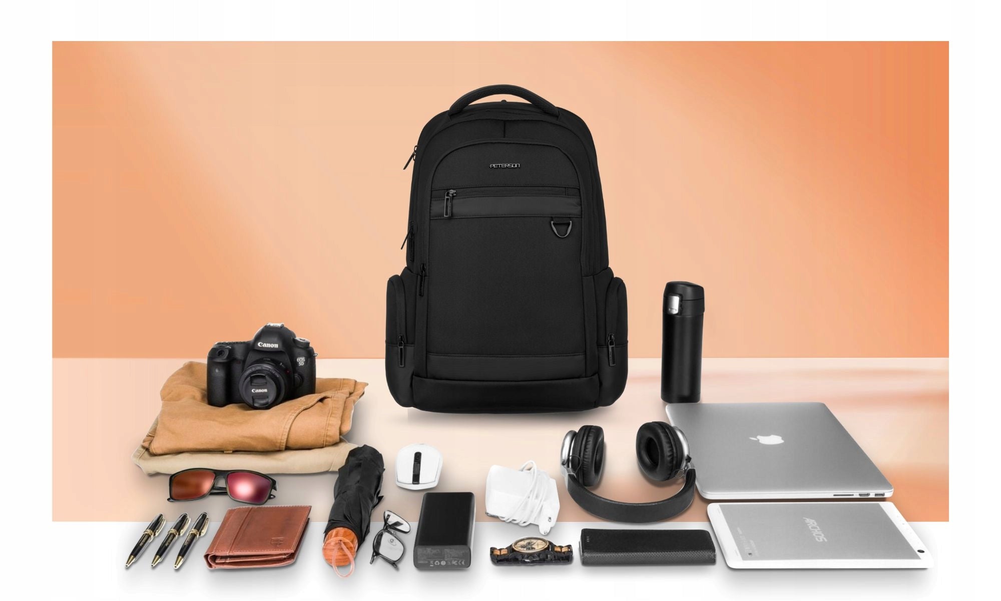 Travel backpack with handle PETERSON elegant for work luggage Packaging status original
