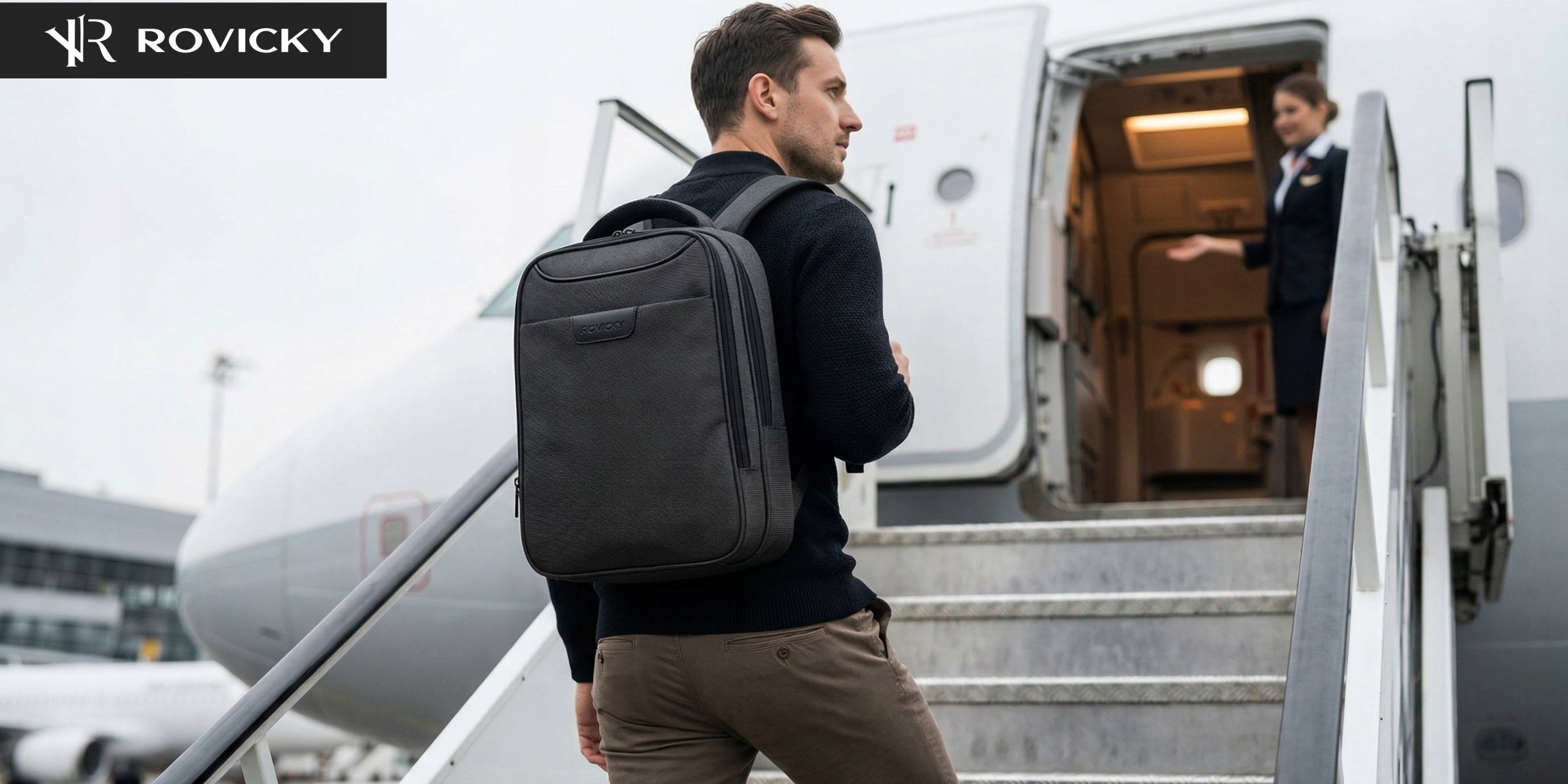 Travel backpack with laptop space hand luggage Ryanair Wizzair strong Brand Rovicky